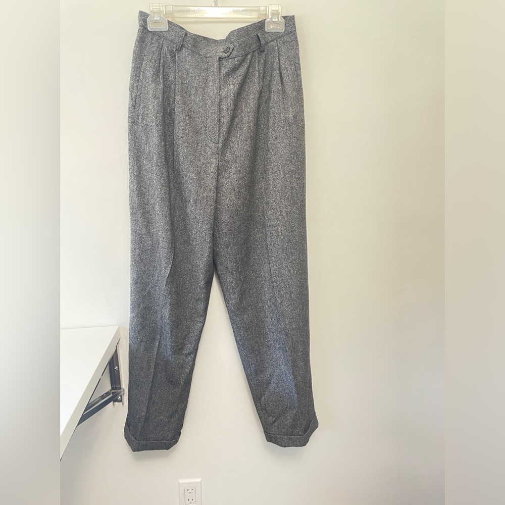Lauren Ralph Lauren Wool Plaid Pleated Trouser Pant Gray SZ 12 - Picture 3 of 11